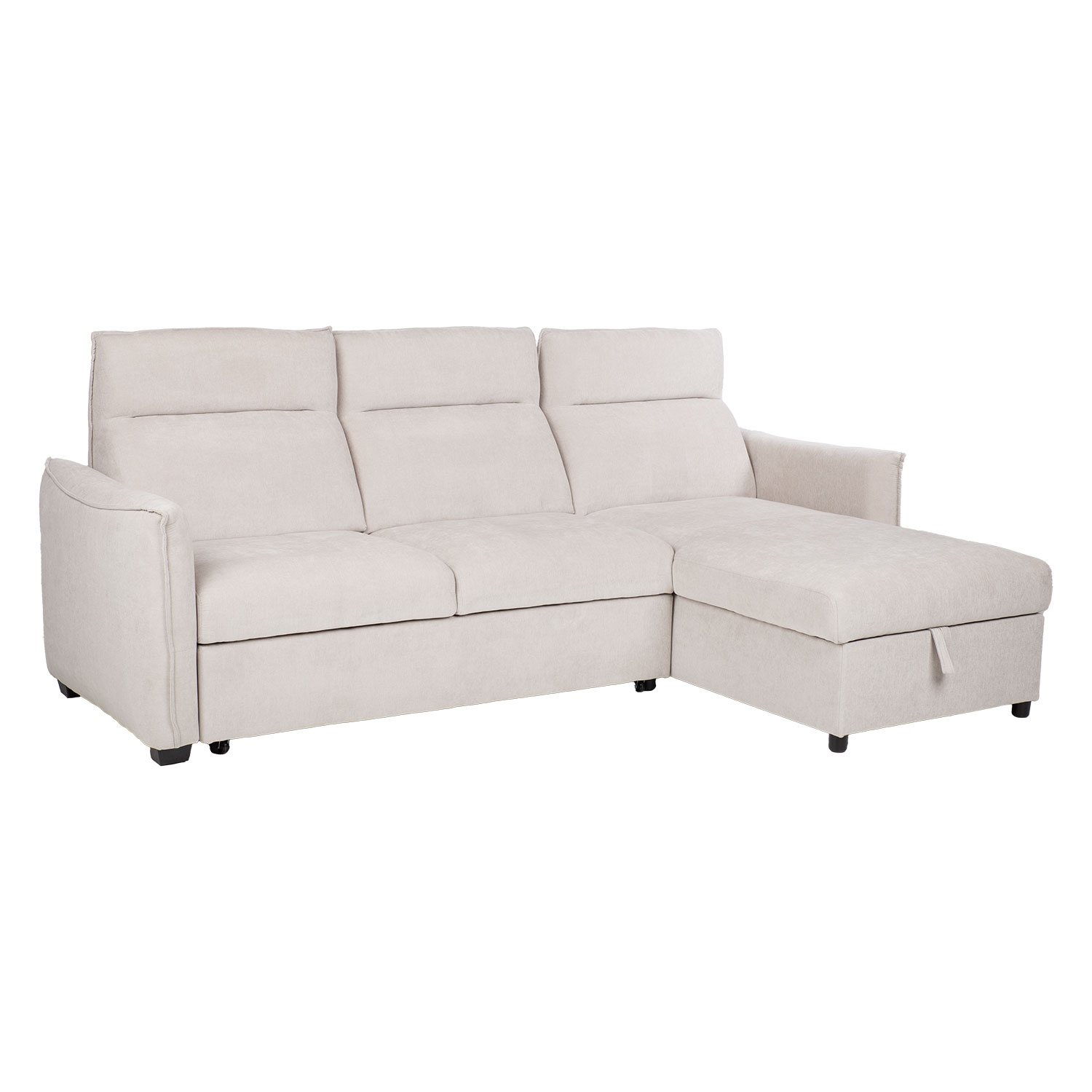 Kampinė sofa-lova, universalaus kampo, šviesiai pilka, 244 × 155/88 × 102 cm