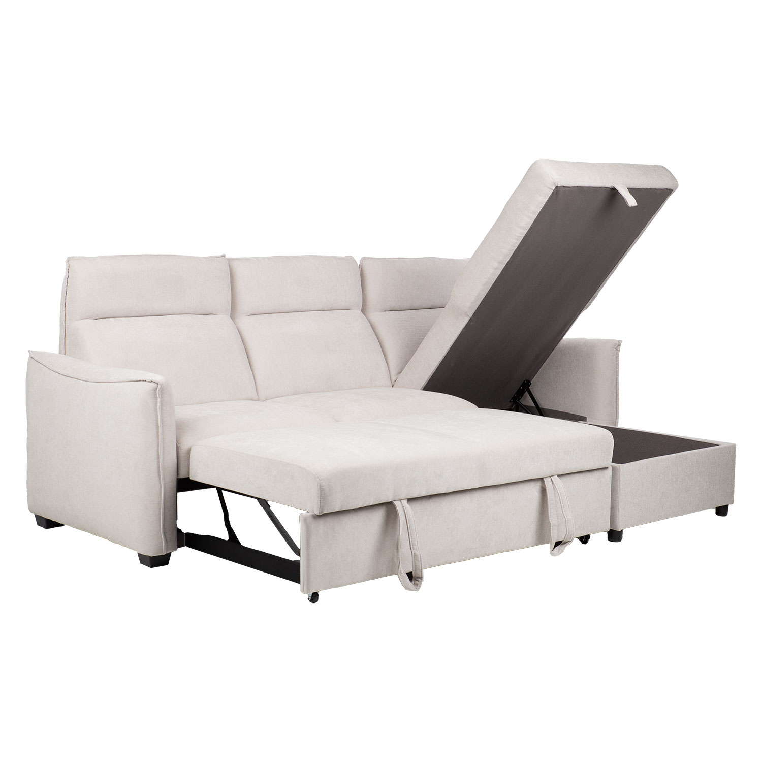 Kampinė sofa-lova, universalaus kampo, šviesiai pilka, 244 × 155/88 × 102 cm