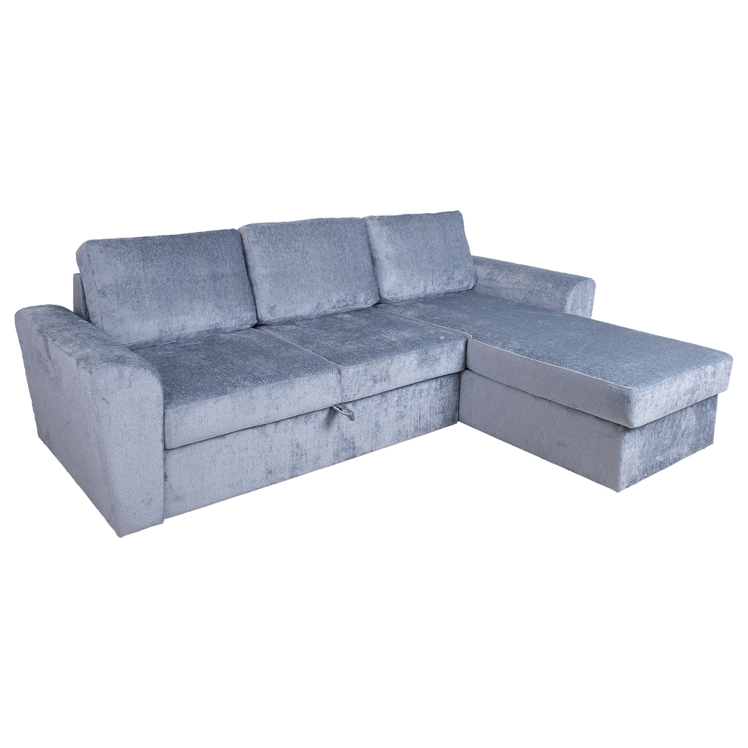 Kampinė sofa-lova INGMAR su daiktadėže, melsvai pilka, 242 × 168/92 × 92 cm 3
