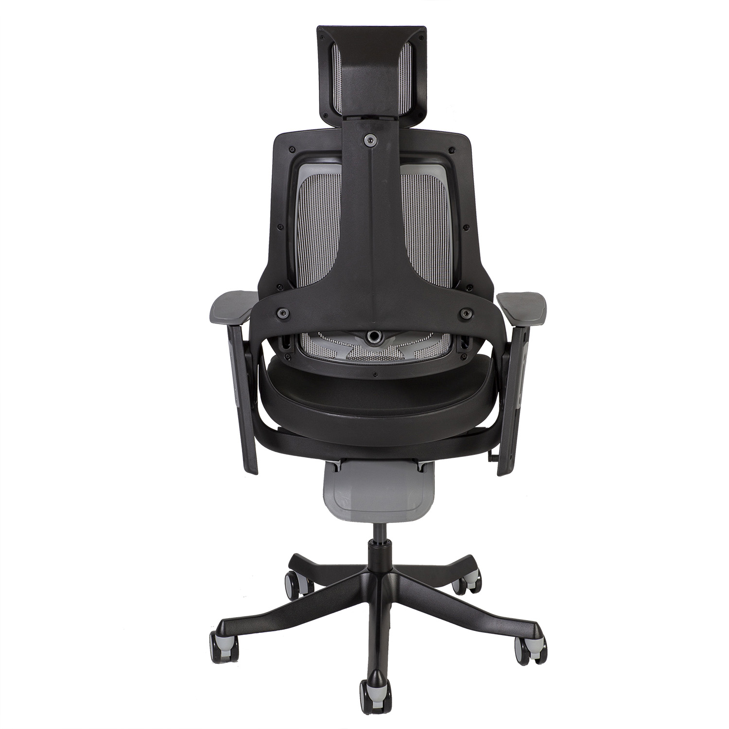 Biuro kėdė su galvos atrama ir sinchroniniu mechanizmu, juoda / pilka, 116–124 cm 3