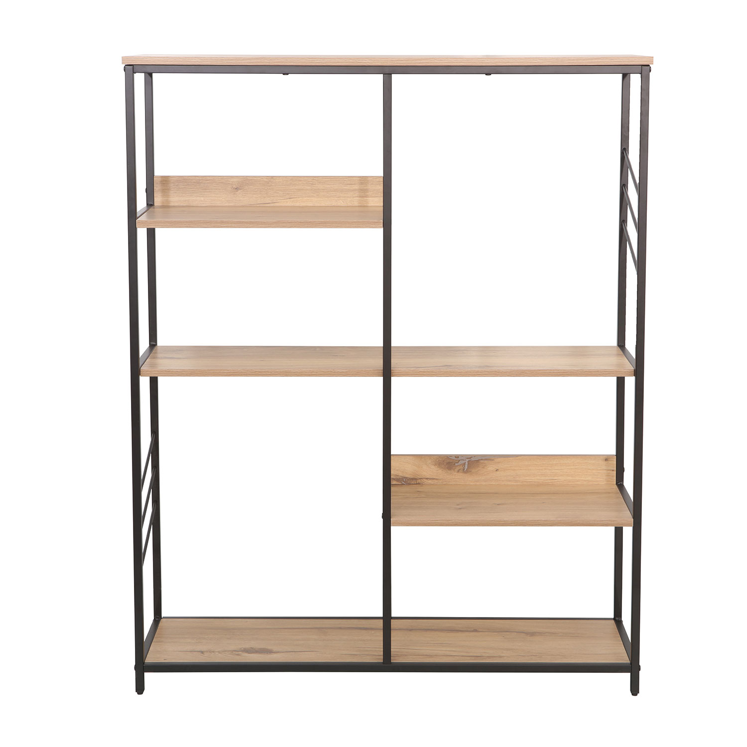 Lentyna, šviesaus rustikalaus medžio/juoda, 100 × 30 × 124 cm