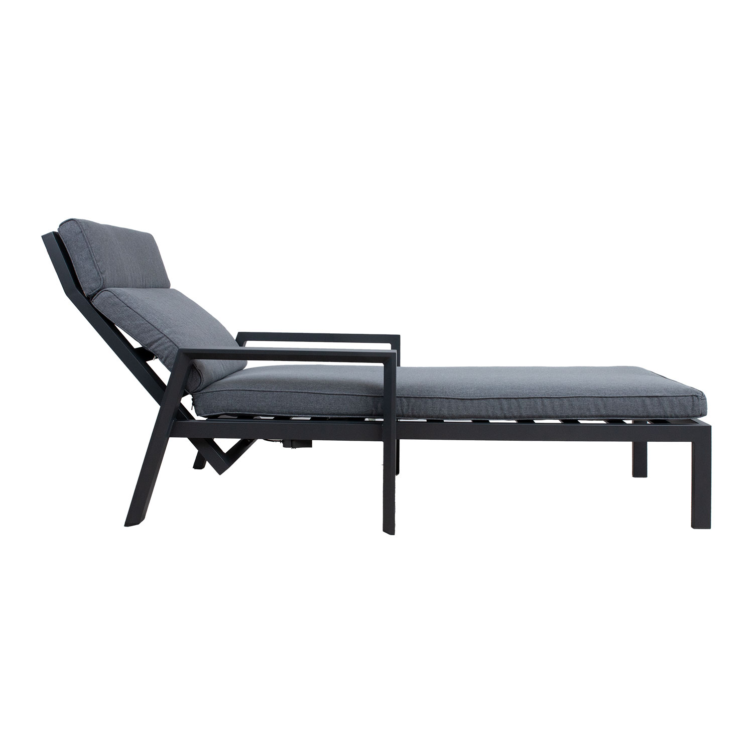 Lauko gultas su reguliuojamu atlošu, pilkas, 73,5 × 167 × 100 cm