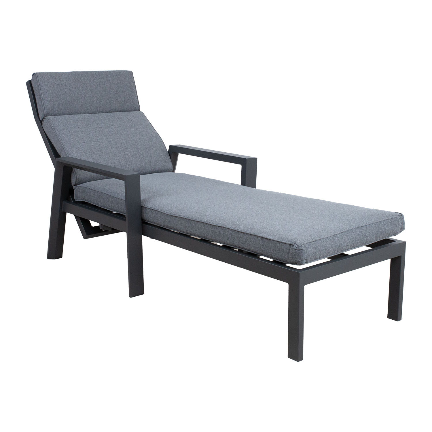 Lauko gultas su reguliuojamu atlošu, pilkas, 73,5 × 167 × 100 cm