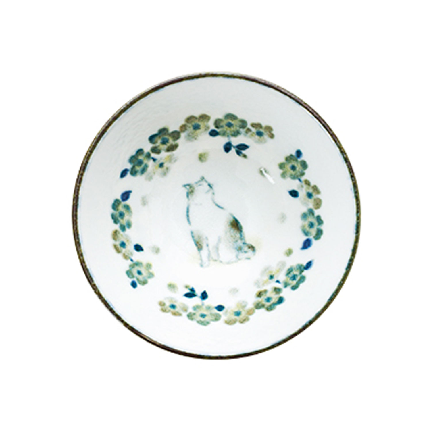 Porcelāna bļodiņa ar kaķa un ķiršu ziedu dekoru, Ø 12,2 × A 5,8 cm
