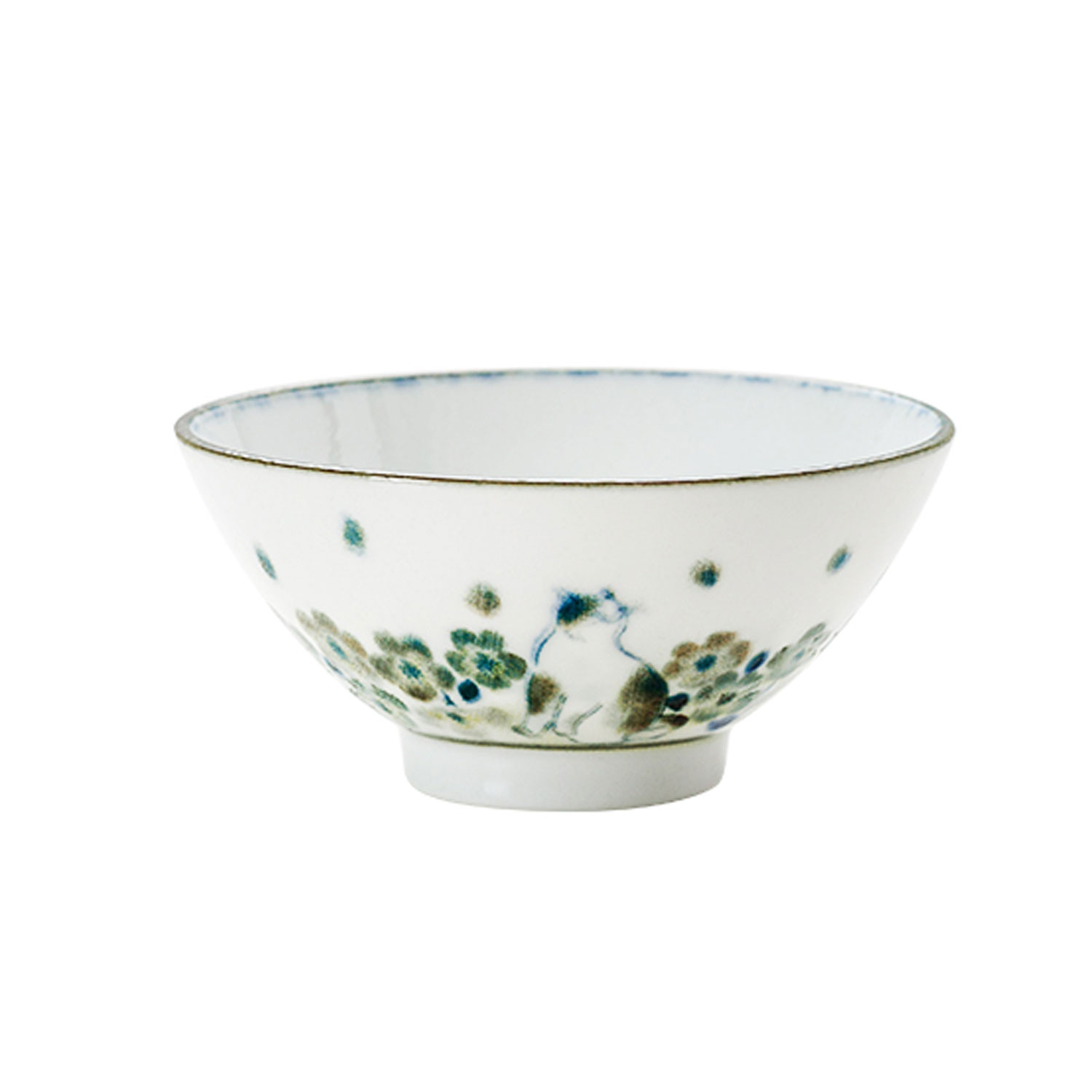 Porcelāna bļodiņa ar kaķa un ķiršu