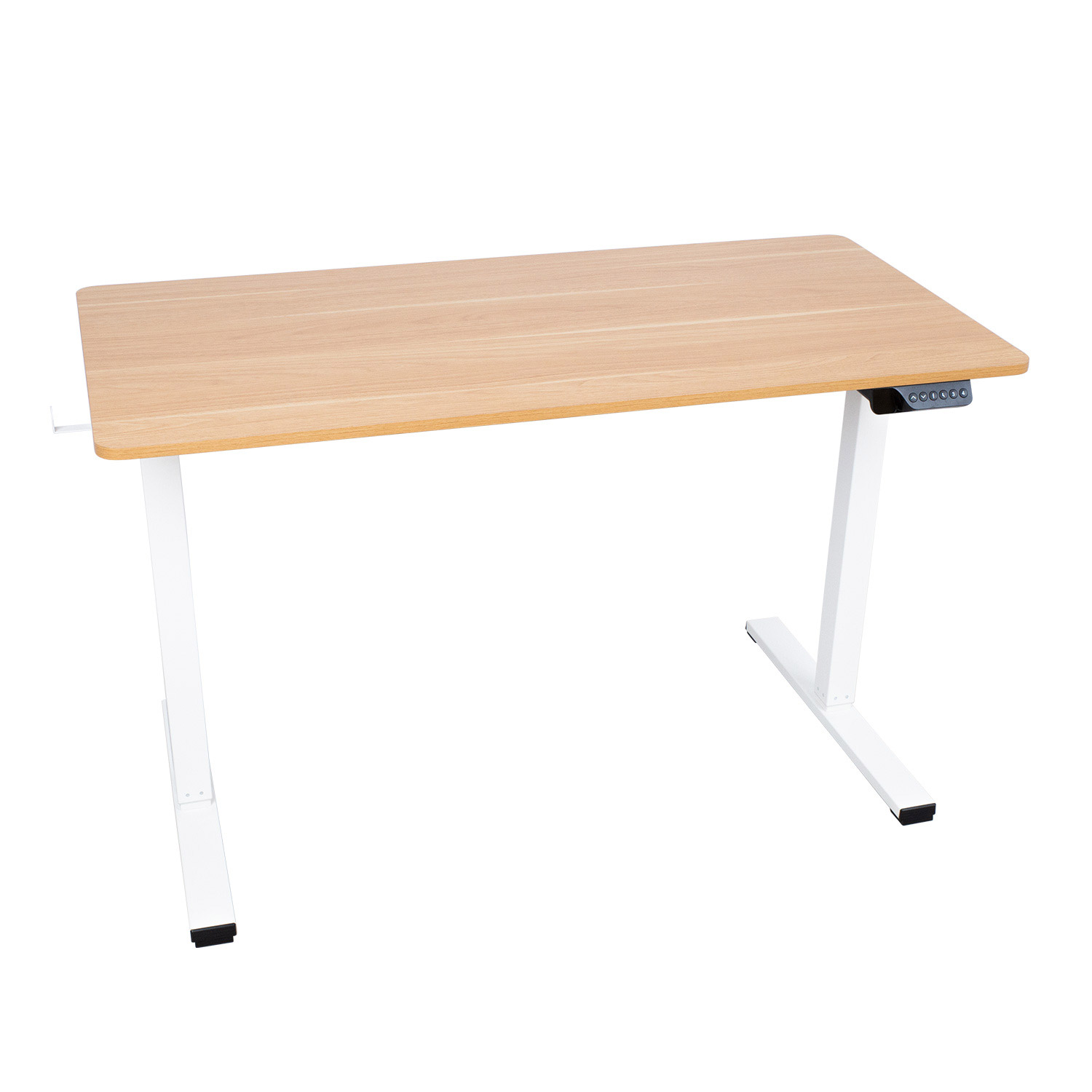 Reguliuojamo aukščio stalas su 1 elektriniu varikliu, ąžuolo/baltos spalvos, 120 × 60 × 73–121 cm 2