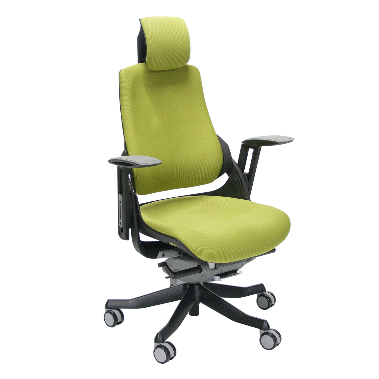 Biuro kėdė su galvos atrama ir sinchroniniu mechanizmu, rusvai žalia, 65 × 49 × 112–129 cm