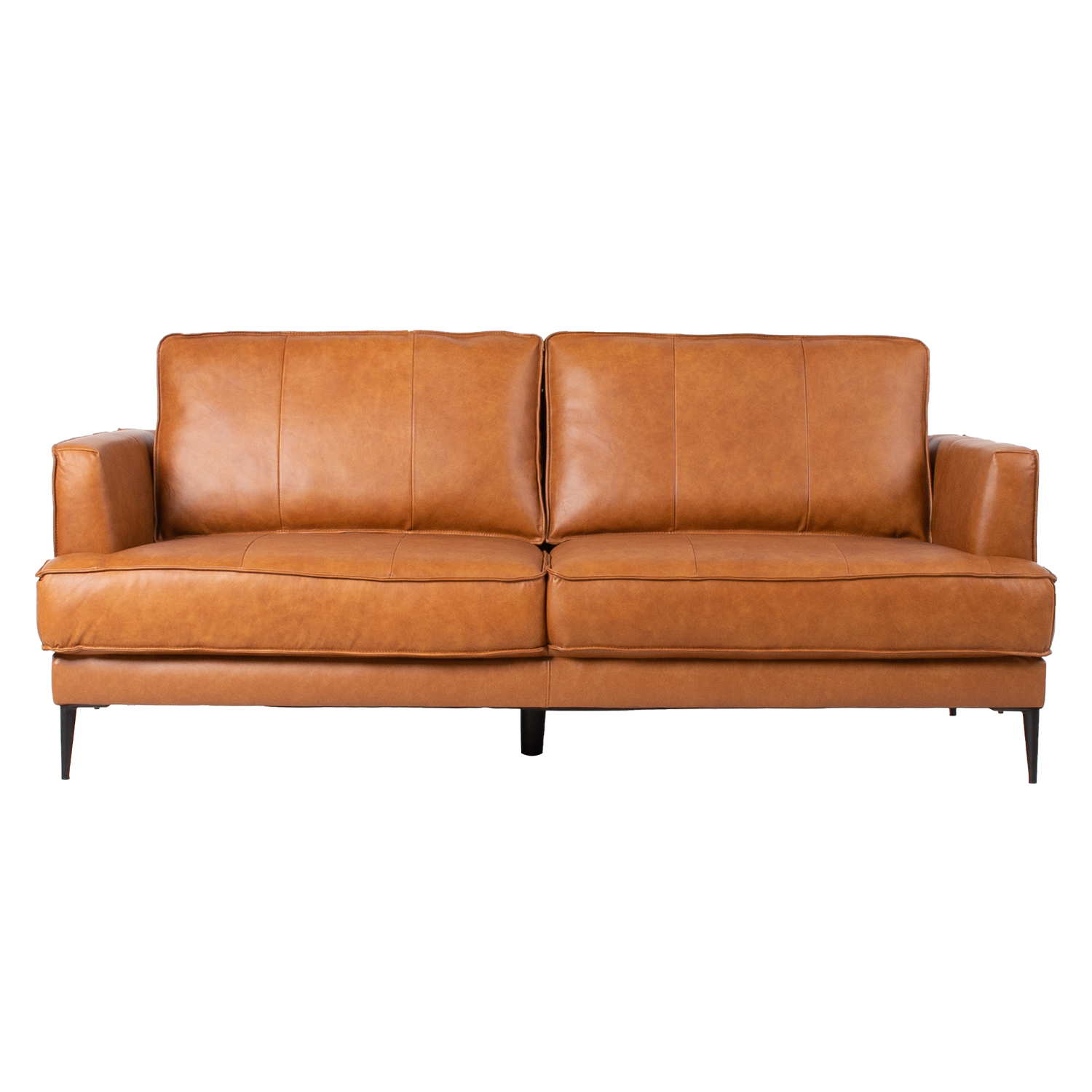 Trivietė sofa LEO, natūrali ir dirbtinė oda, šviesiai ruda, 194 x 86 x 85 cm