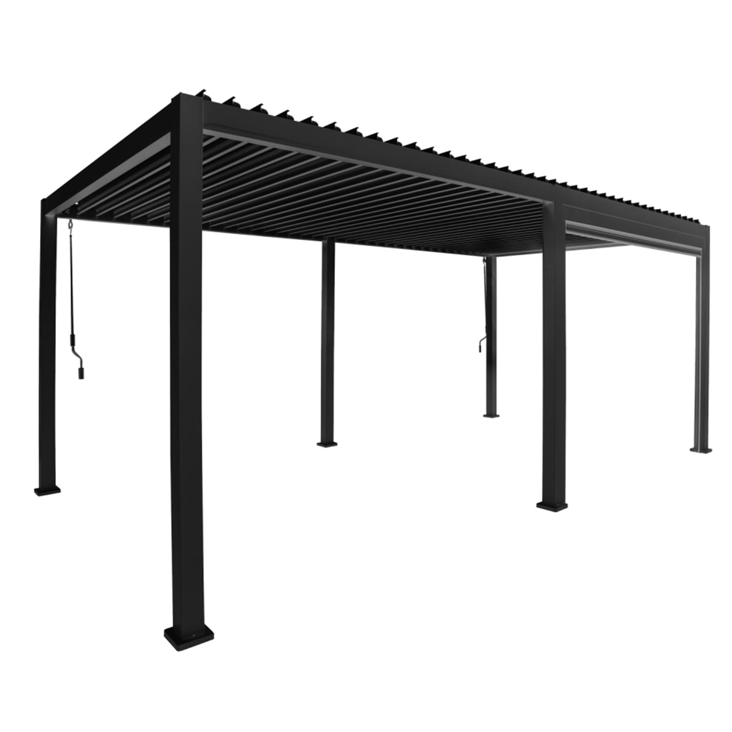 Sodo pavėsinė MIRADOR-111 su reguliuojamu lameliniu stogu, tamsiai pilka, 301,3 × 591,4 × 250,8 cm