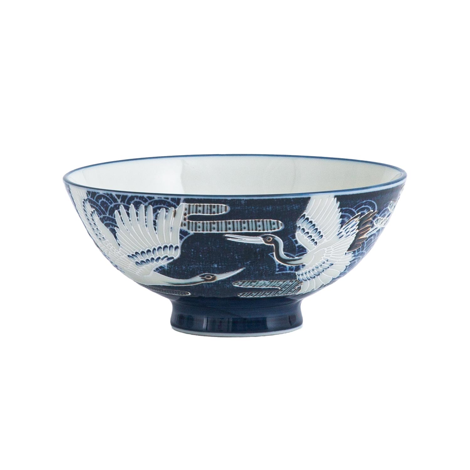 Porcelāna bļodiņa ar dzērvju motīvu, zila, Ø 12,2 × 6,5 cm