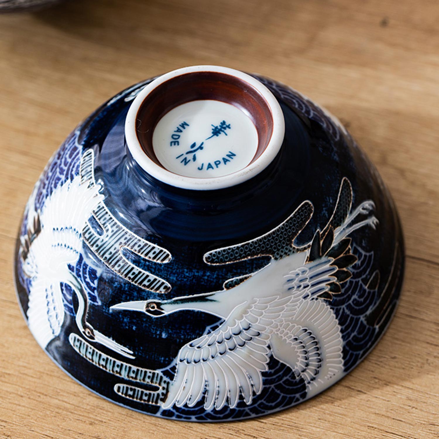 Porcelāna bļodiņa ar dzērvju motīvu, zila, Ø 12,2 × 6,5 cm 3