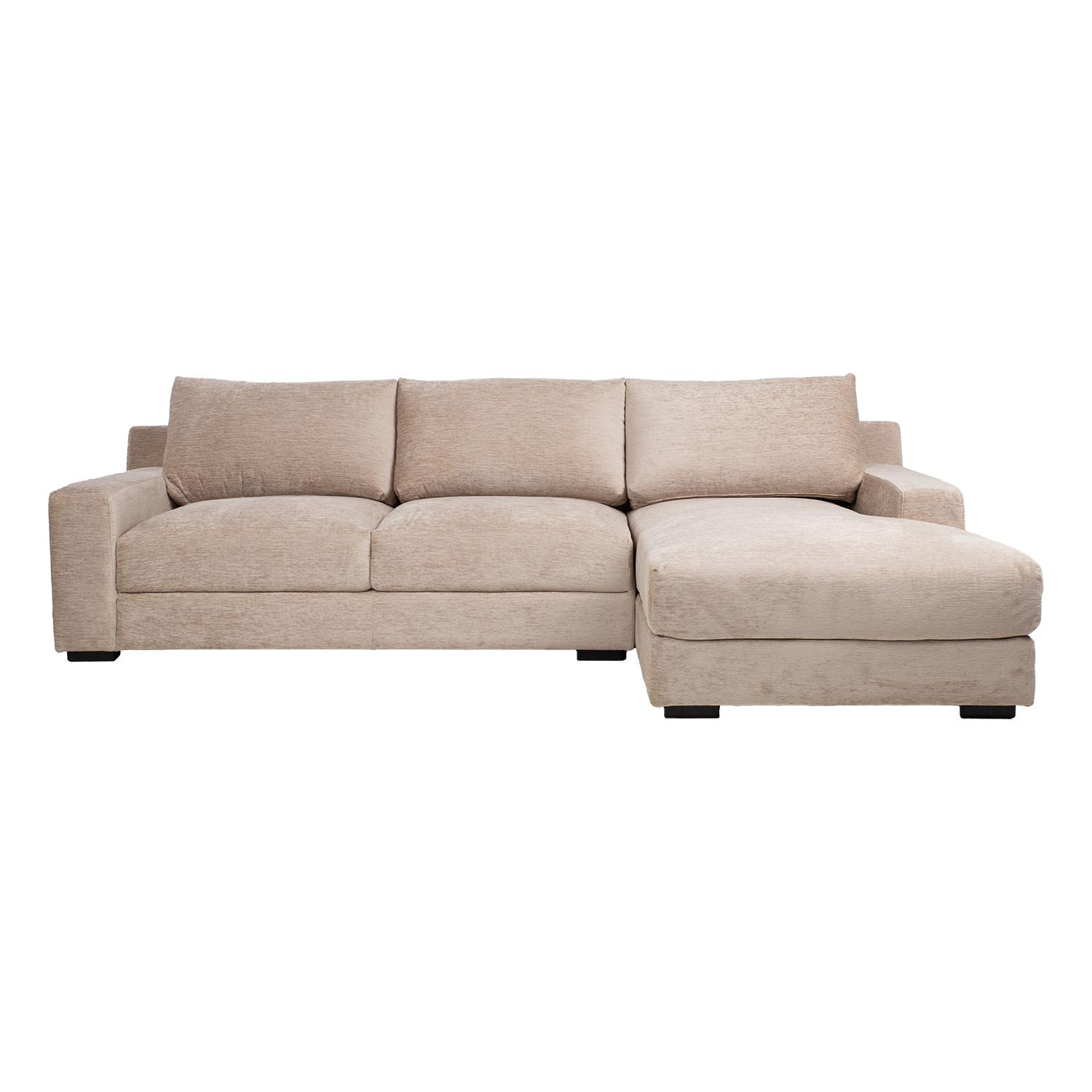 Kampinė sofa, dešininė, smėlio spalvos, 282 × 100/171 × 88 cm