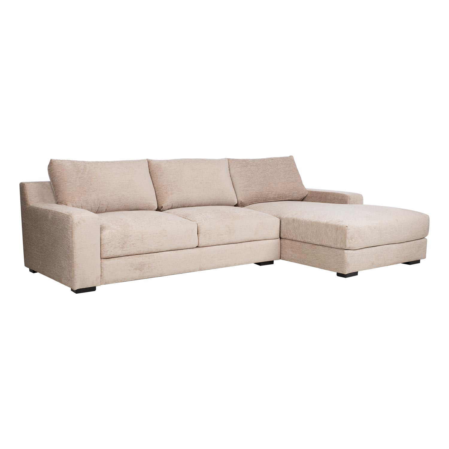 Kampinė sofa, dešininė, smėlio spalvos, 282 × 100/171 × 88 cm