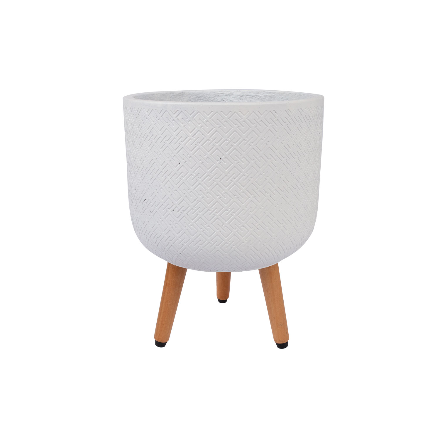 Vazonas su medinėmis kojelėmis, baltas, Ø 30 × 39,5 cm