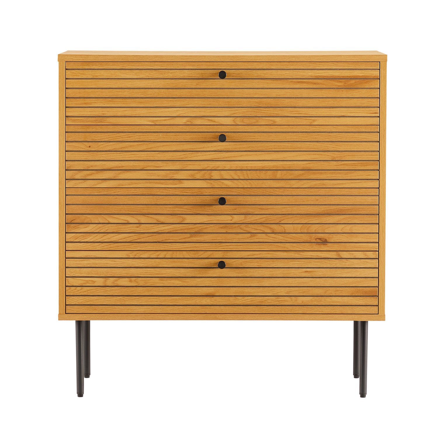 Komoda, 4 stalčių, ąžuolo dekoro, 80 × 40 × 85 cm 2