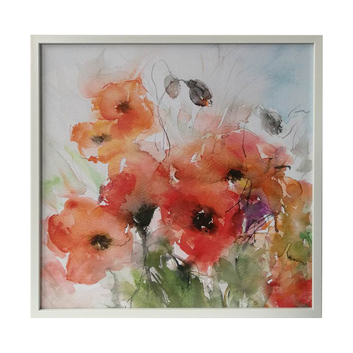Sieninis paveikslas su aguonomis, 40 x 40 cm
