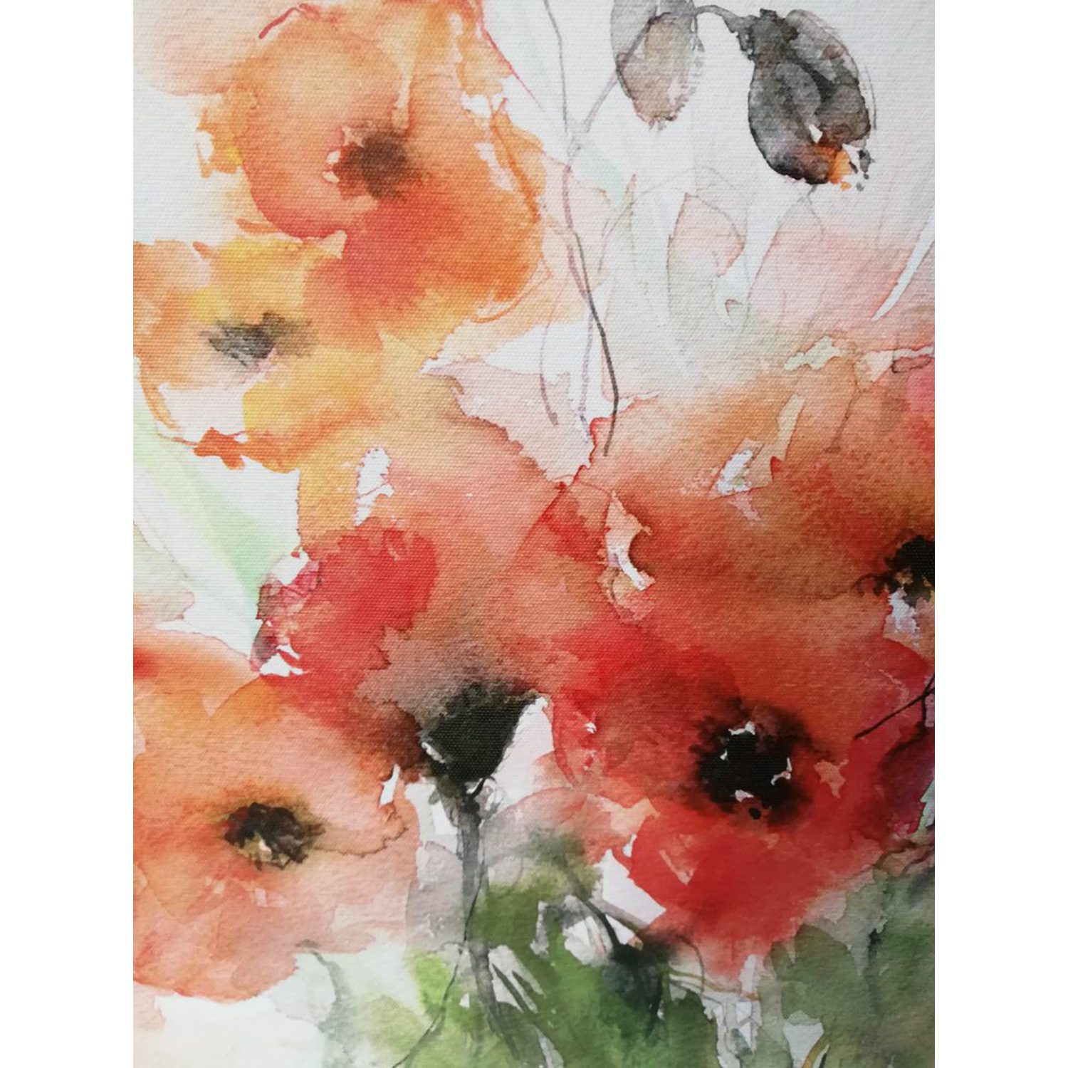 Sieninis paveikslas su aguonomis, 40 x 40 cm