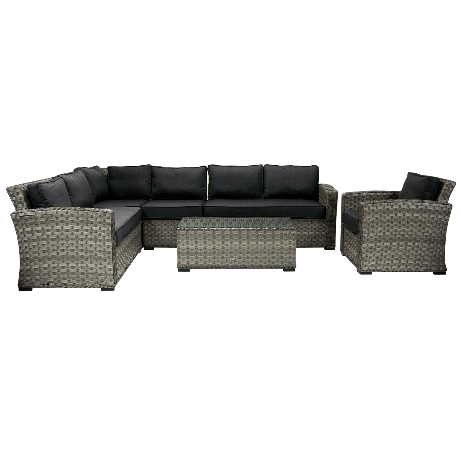 Lauko fotelis, aliuminio rėmas ir plastikinis pynimas, pilkas, 75 × 78 × 78 cm 3