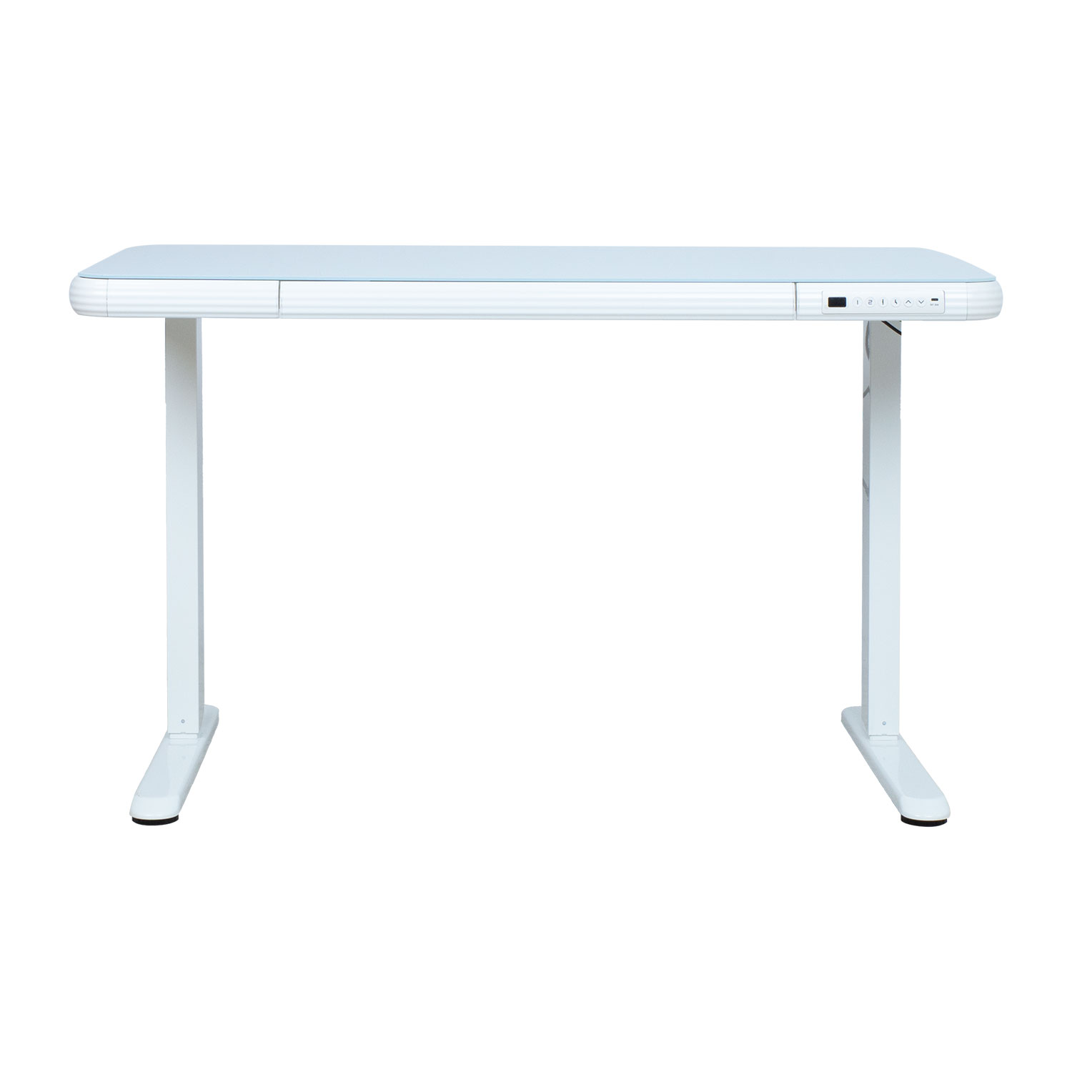Reguliuojamo aukščio stalas ERGO FIT su 1 varikliu, baltas, 122 × 62 × 73,5–118 cm