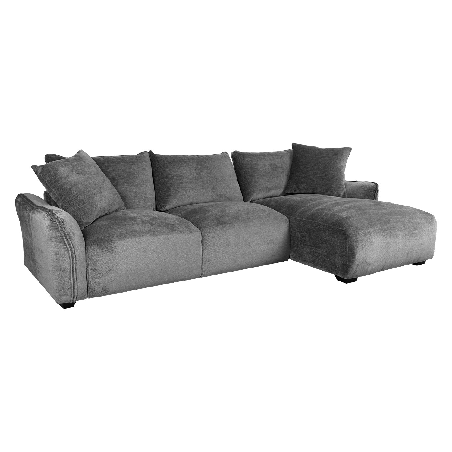 Kampinė sofa, dešininė, pilka, 284 × 102/162 × 83 cm