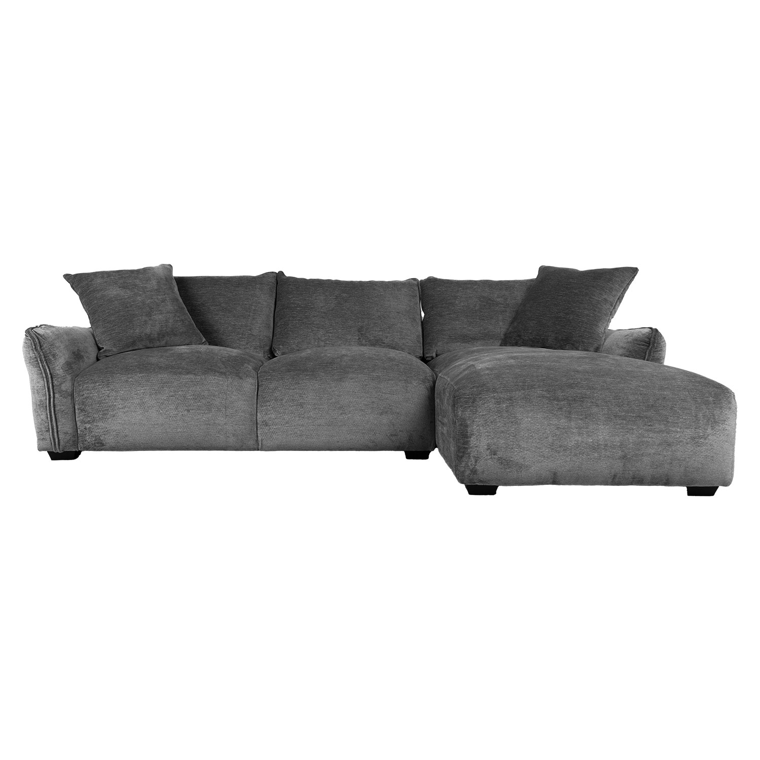 Kampinė sofa, dešininė, pilka, 284 × 102/162 × 83 cm
