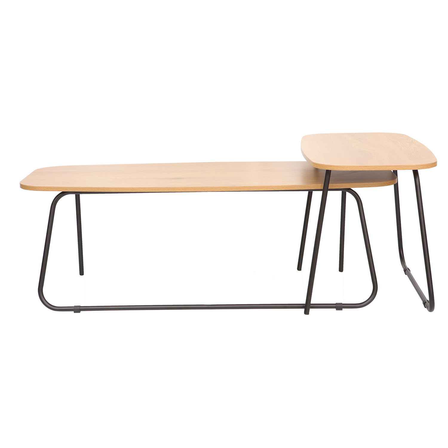 Kavos staliukas DUO, 2 vnt., uosio/juodos spalvos, 120 x 48 x 40 cm ir 75 x 40 x 48 cm 2