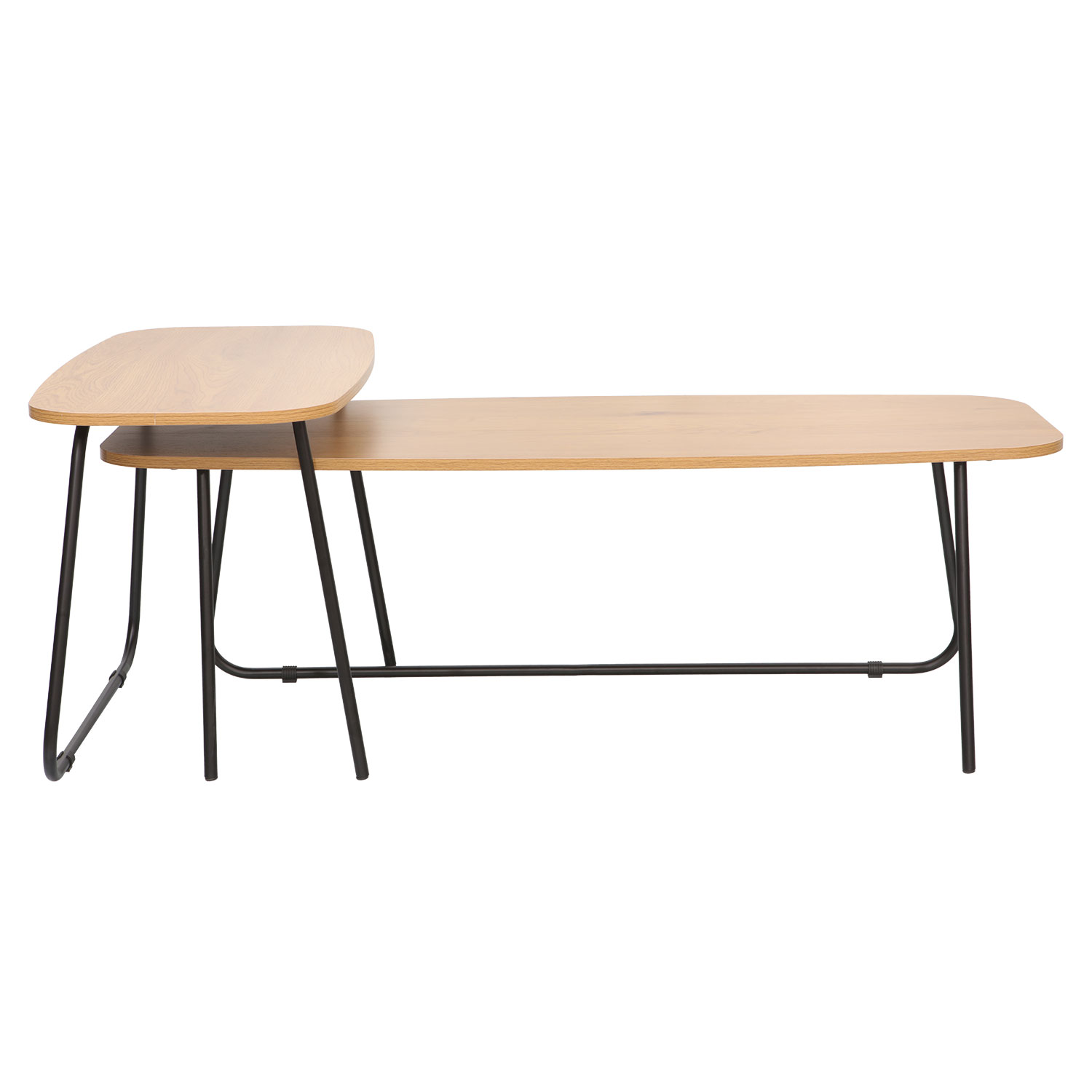 Kavos staliukas DUO, 2 vnt., uosio/juodos spalvos, 120 x 48 x 40 cm ir 75 x 40 x 48 cm