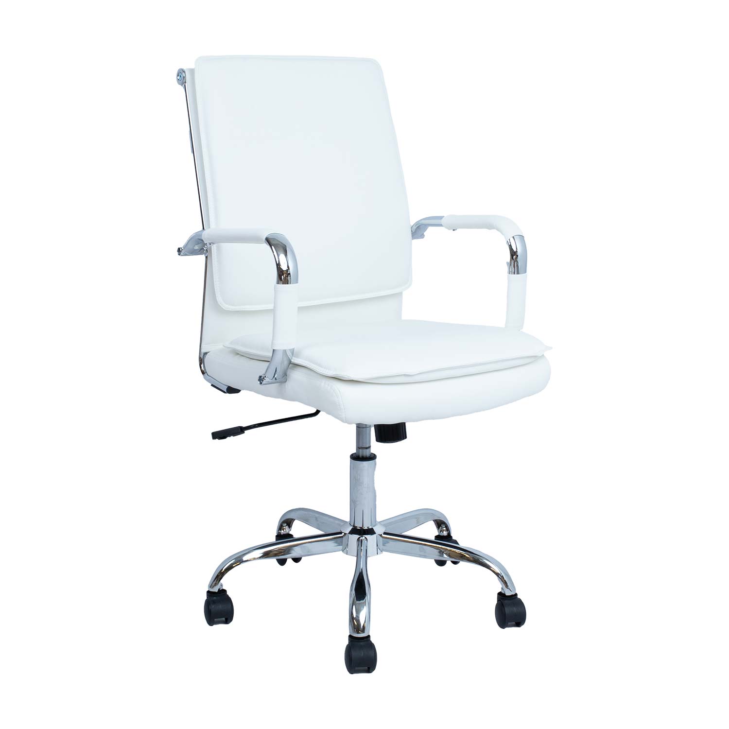 Biuro kėdė su supimo mechanizmu, balta, 54,5 × 63 × 94–104 cm