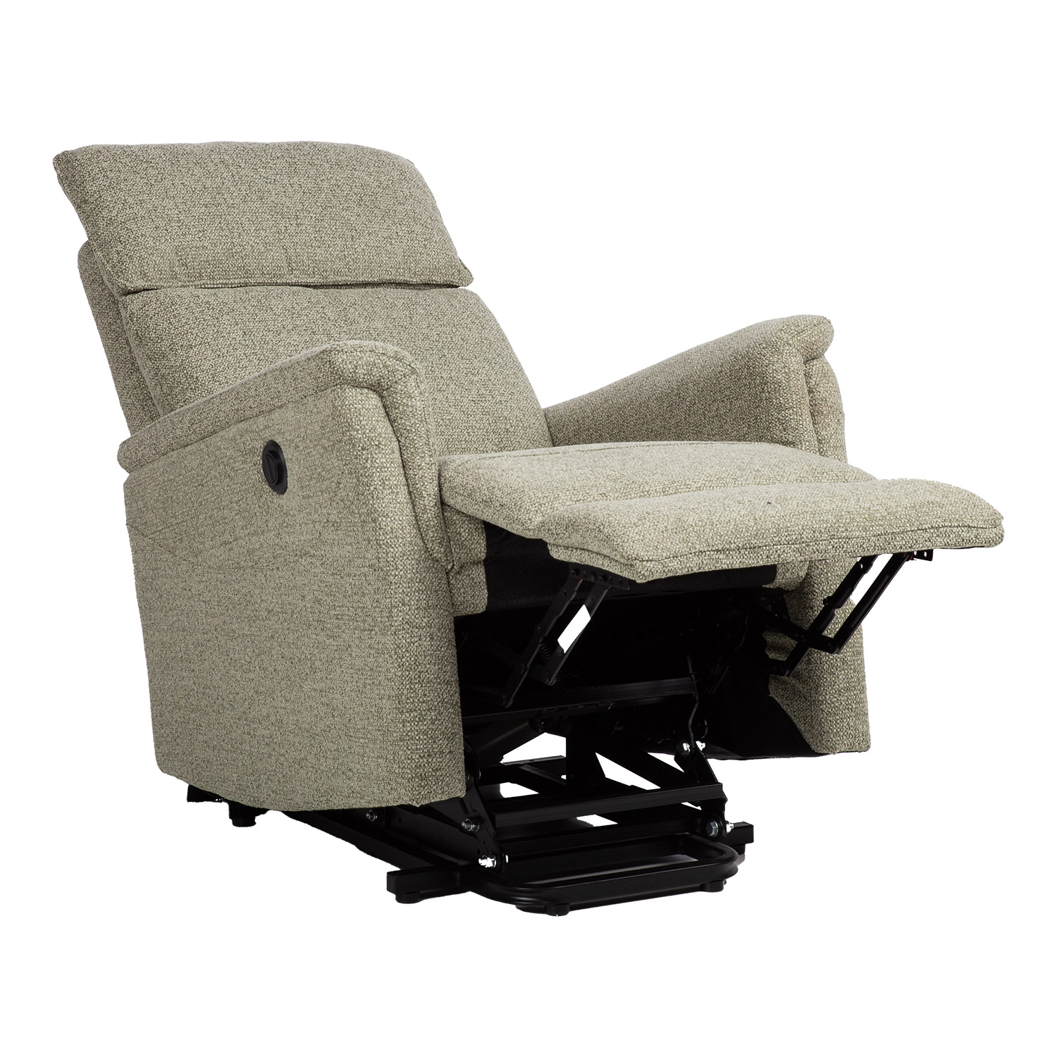 Fotelis, elektrinis su pakėlimo mechanizmu, žalias, 76 × 82 × 110 cm