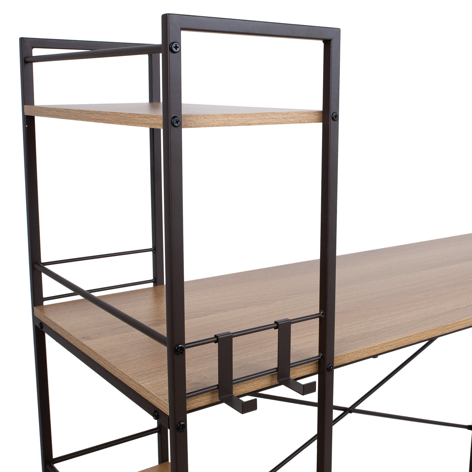 Konsolinis stalas su lentynomis, ąžuolo dekoro/rudas, 120 × 51 × 120 cm