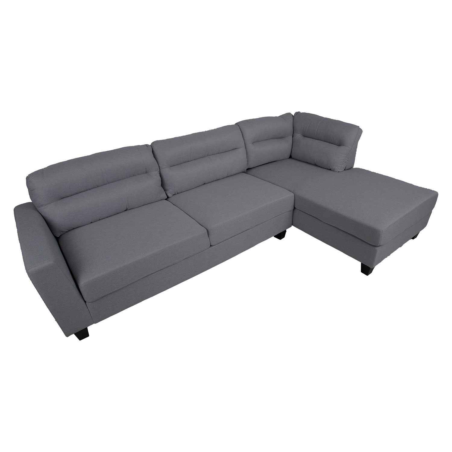 Kampinė sofa, dešininė, tamsiai pilka, 268 × 83/158 × 88 cm 2