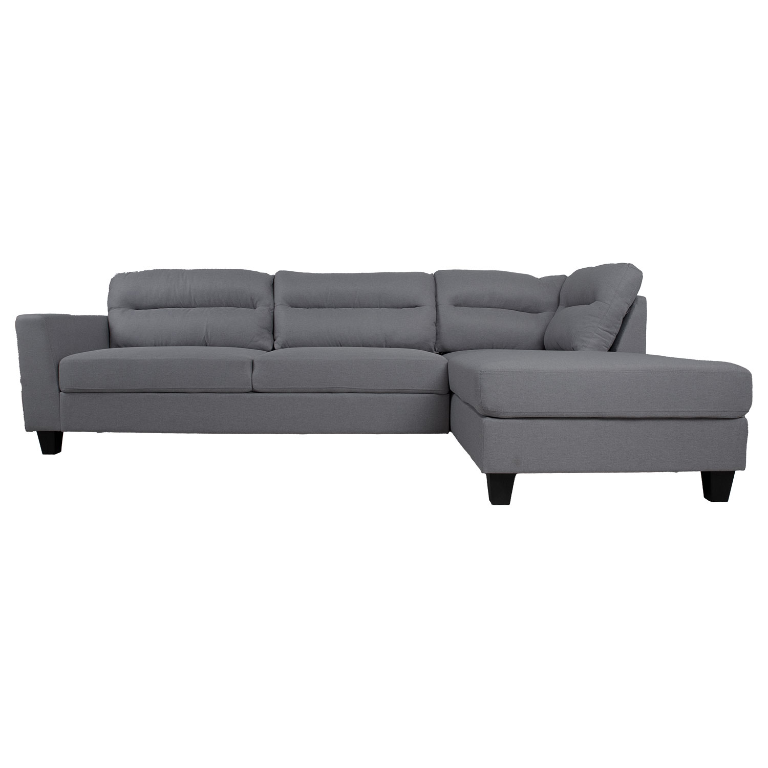 Kampinė sofa, dešininė, tamsiai pilka, 268 × 83/158 × 88 cm