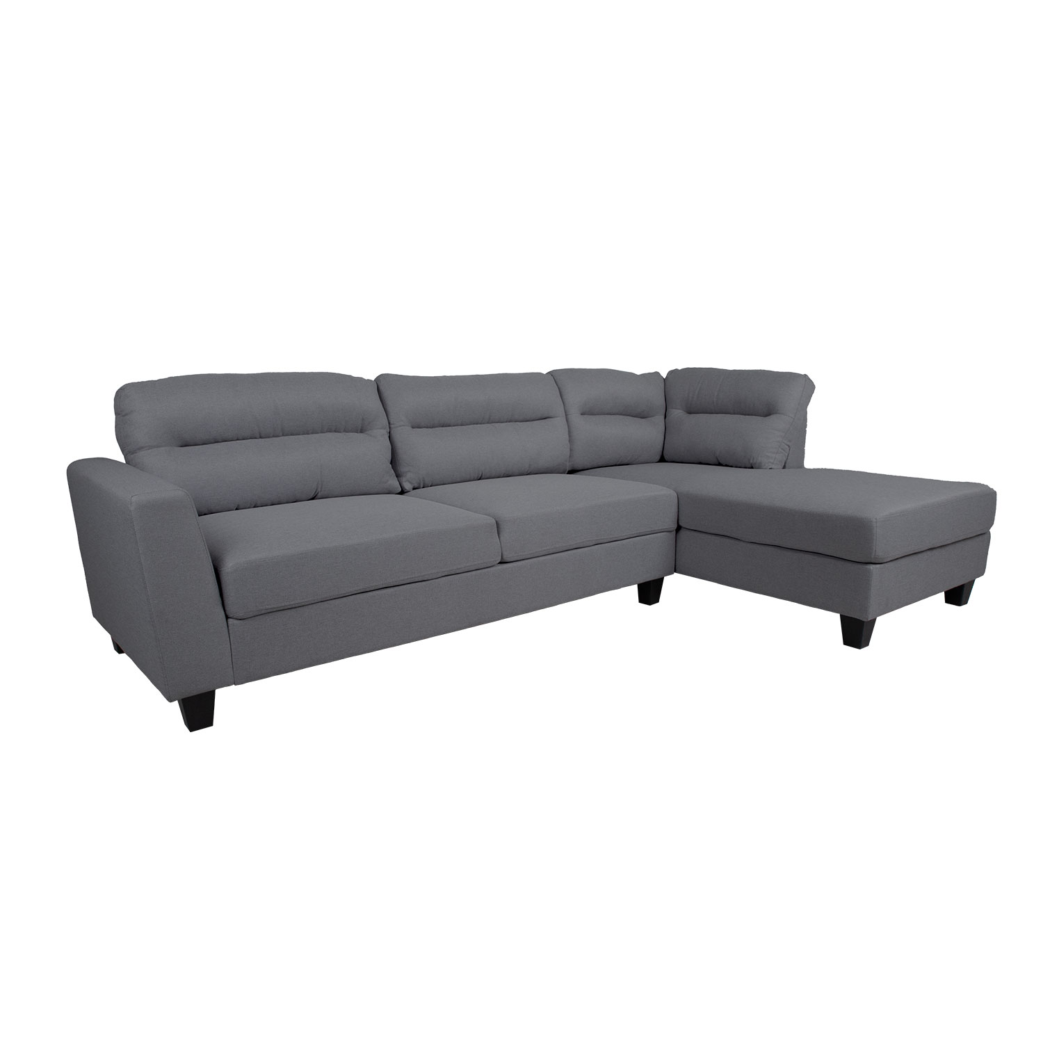 Kampinė sofa, dešininė, tamsiai pilka, 268 × 83/158 × 88 cm