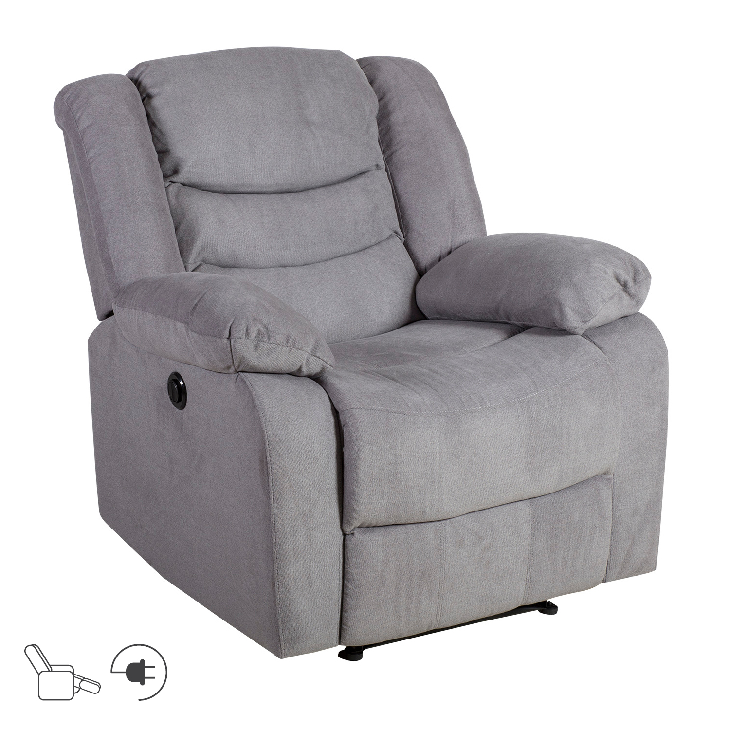Atlošiamas fotelis su elektriniu mechanizmu, pilkas, 99 × 95 × 102 cm