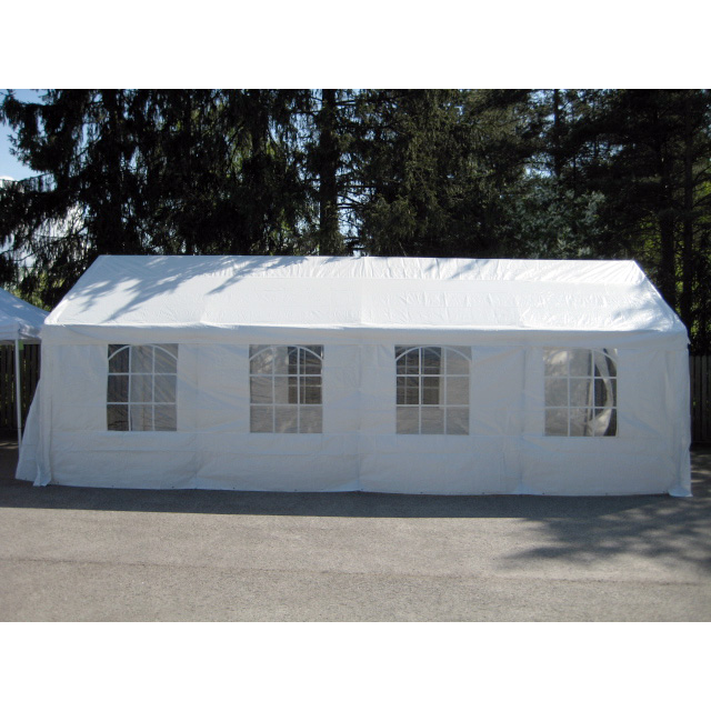Sodo palapinė su plieniniu rėmu ir PE danga, balta, 4 × 8 m