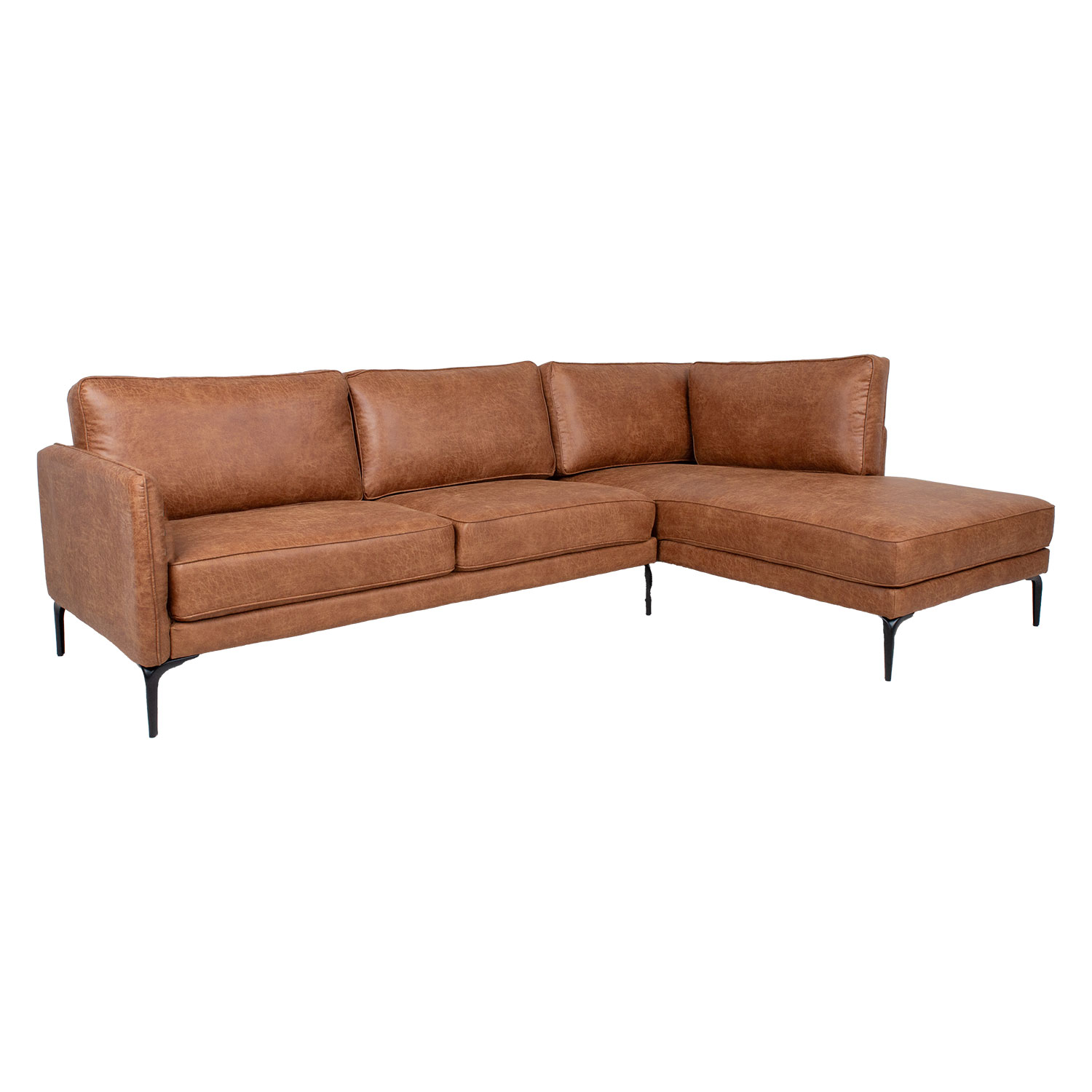Kampinė sofa, dešininė, ruda, 257 × 83/168 × 82 cm