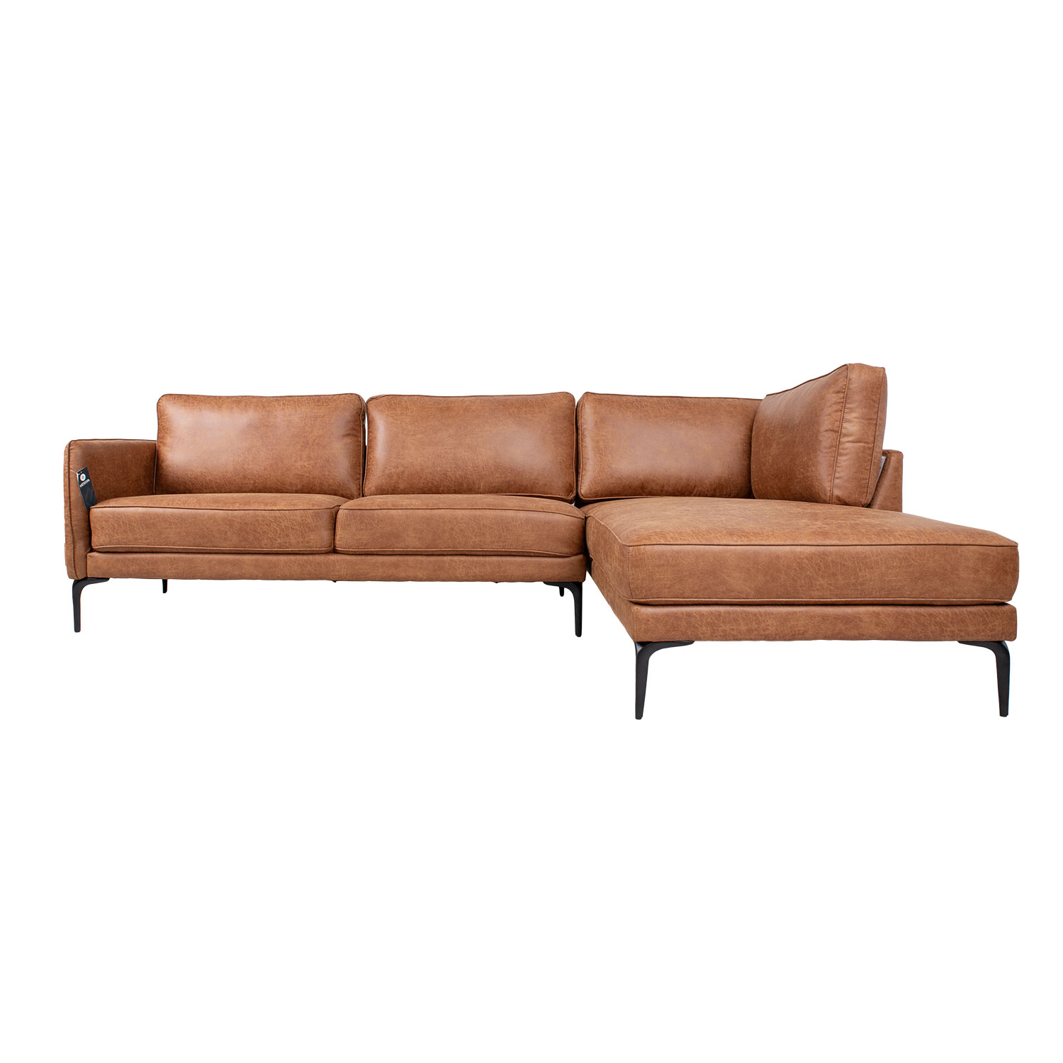 Kampinė sofa, dešininė, ruda, 257 × 83/168 × 82 cm