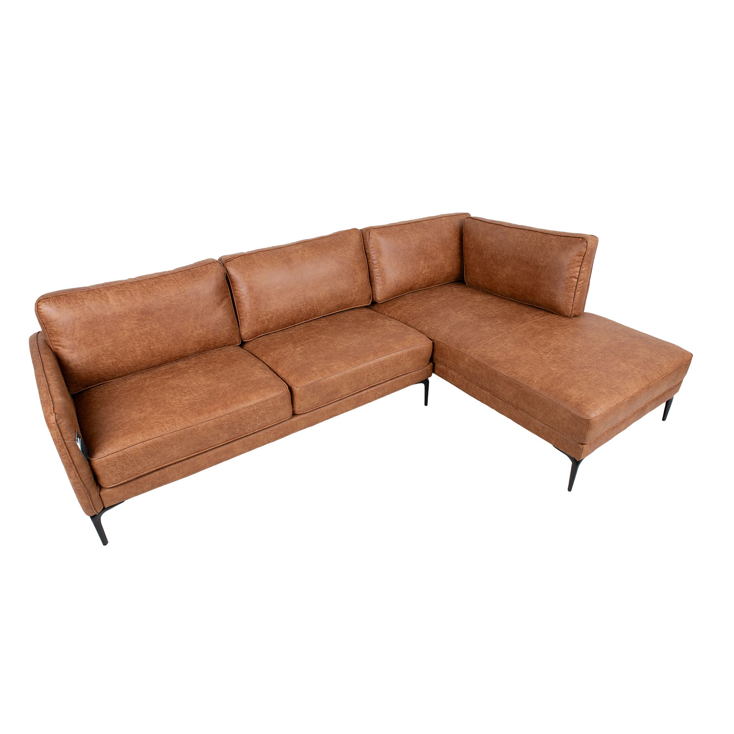 Kampinė sofa, dešininė, ruda, 257 × 83/168 × 82 cm 2