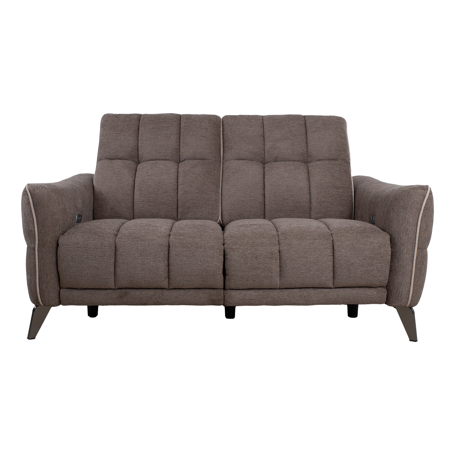 Dvivietė sofa su elektriniu atlošimo mechanizmu, šviesiai ruda su smėlio spalvos apvadu, 162 × 100 × 100 cm 2