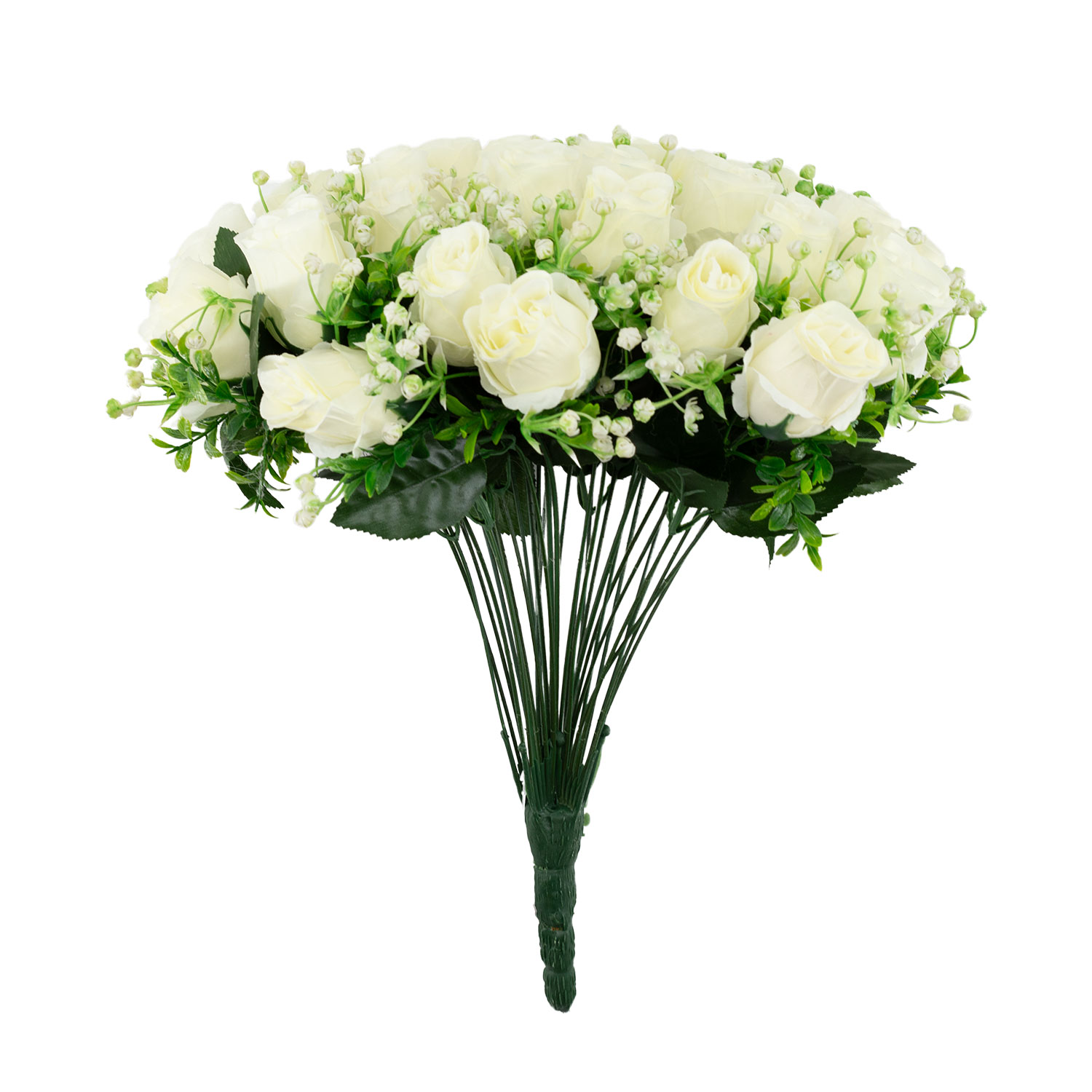 Dirbtinių rožių puokštė, balta, 40 cm, 36 vnt.