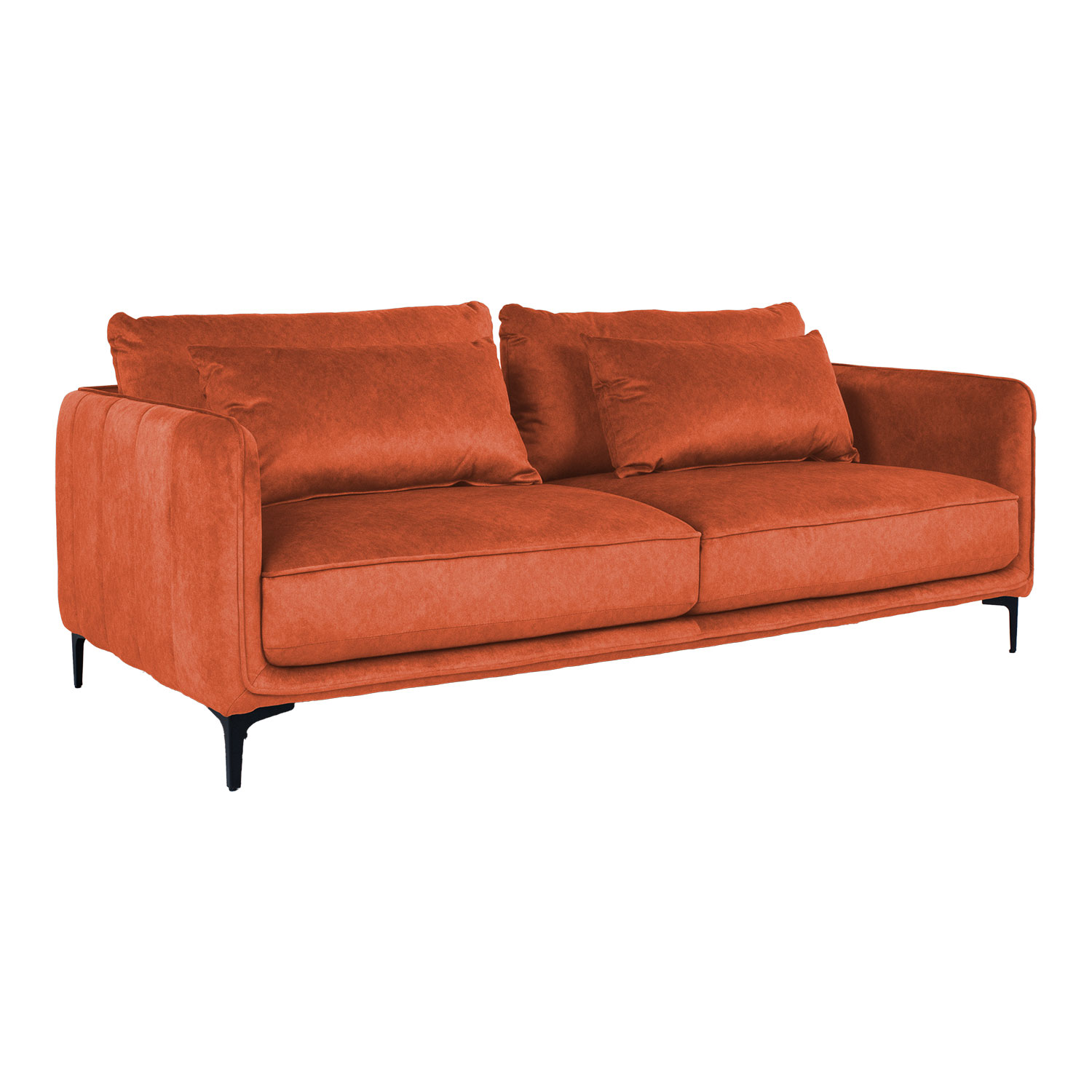 Trivietė sofa, oranžinė, 208 × 98 × 85 cm