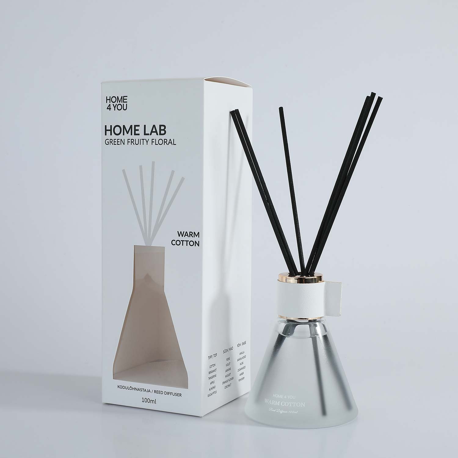 Namų kvapiklis HOME LAB Warm Cotton su lazdelėmis, 100 ml
