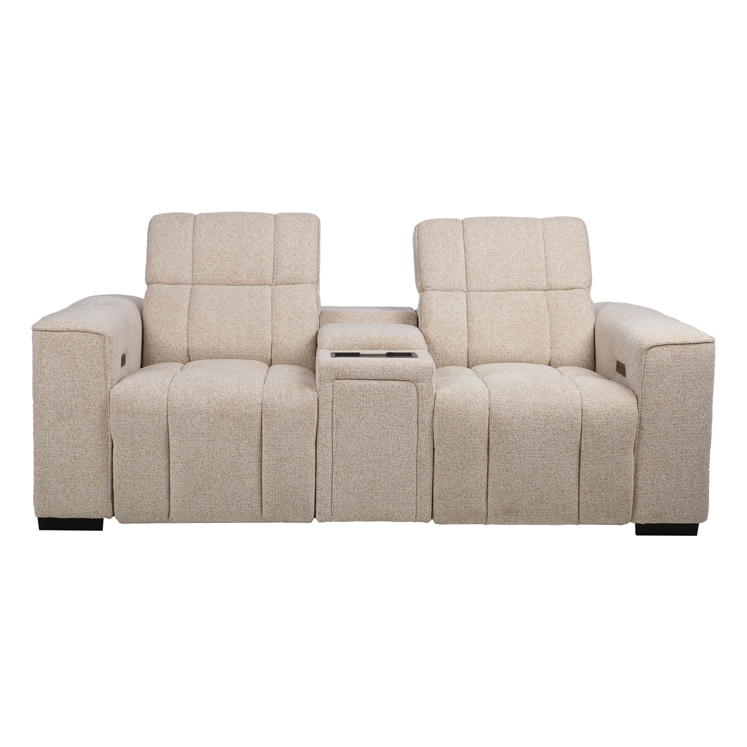 Dvivietė elektrinė sofa su centrine konsole, smėlinė, 209 x 103 x 73/97 cm 3