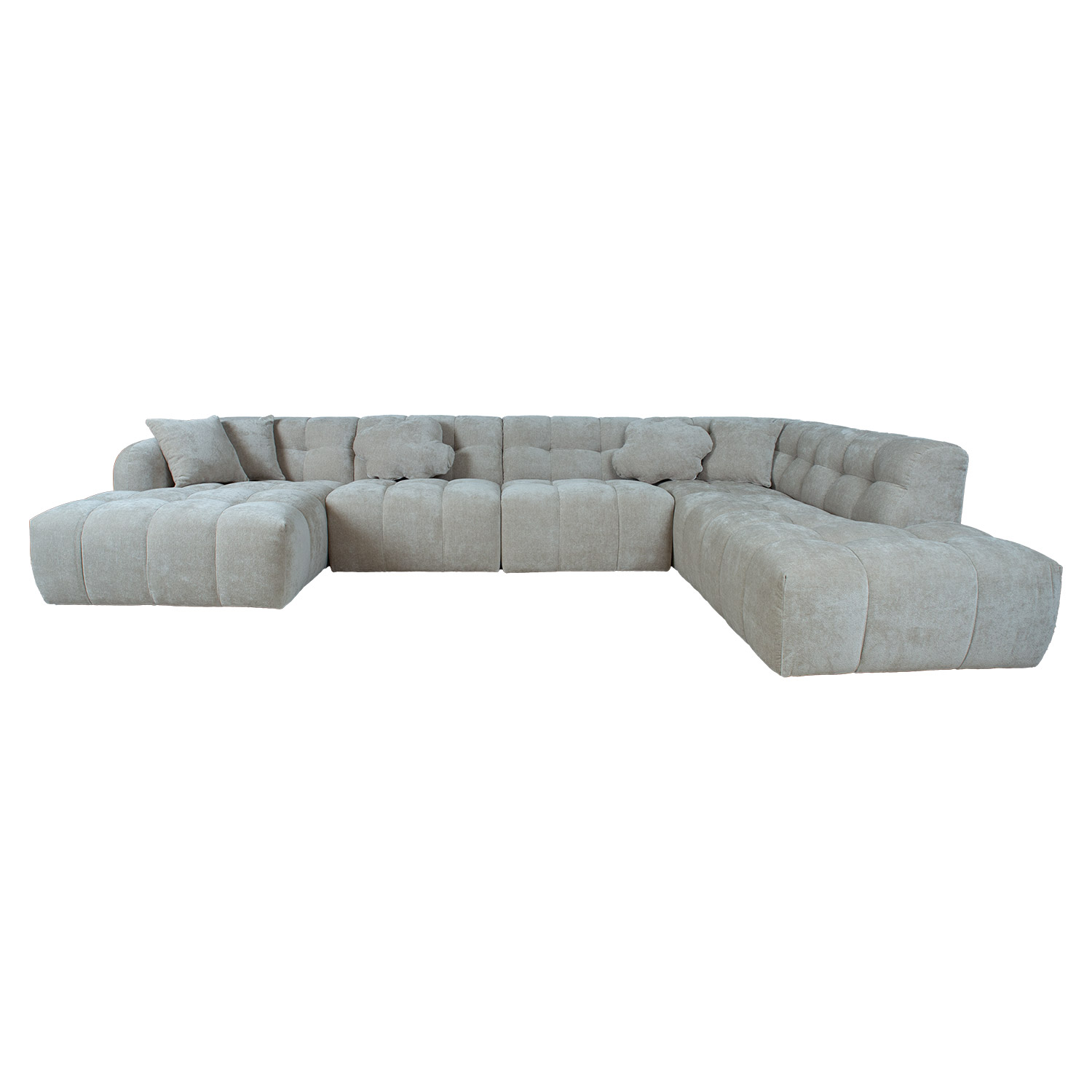 Kampinė sofa, U formos, smėlio spalvos, 374 × 162/242 × 76 cm