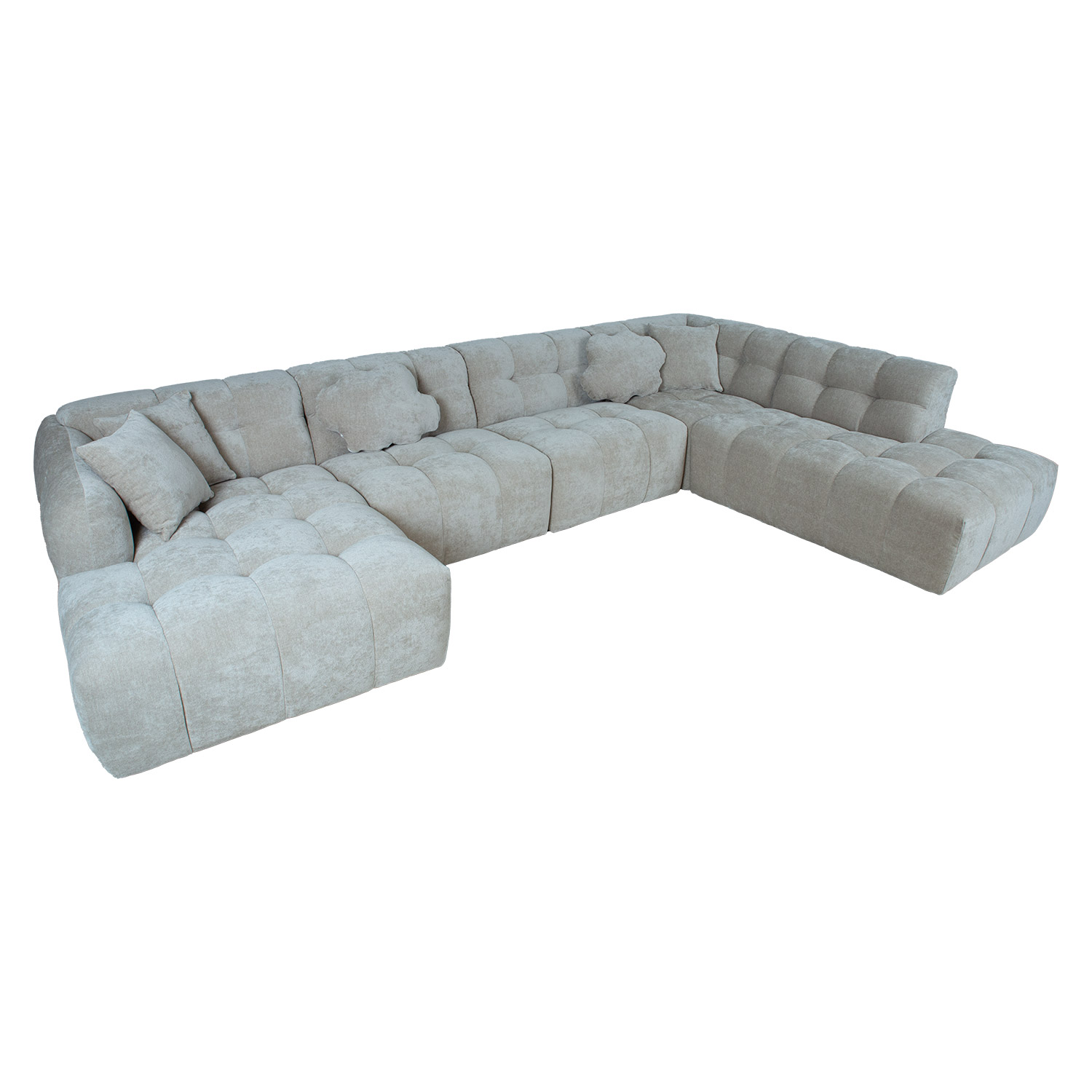 Kampinė sofa, U formos, smėlio spalvos, 374 × 162/242 × 76 cm 2