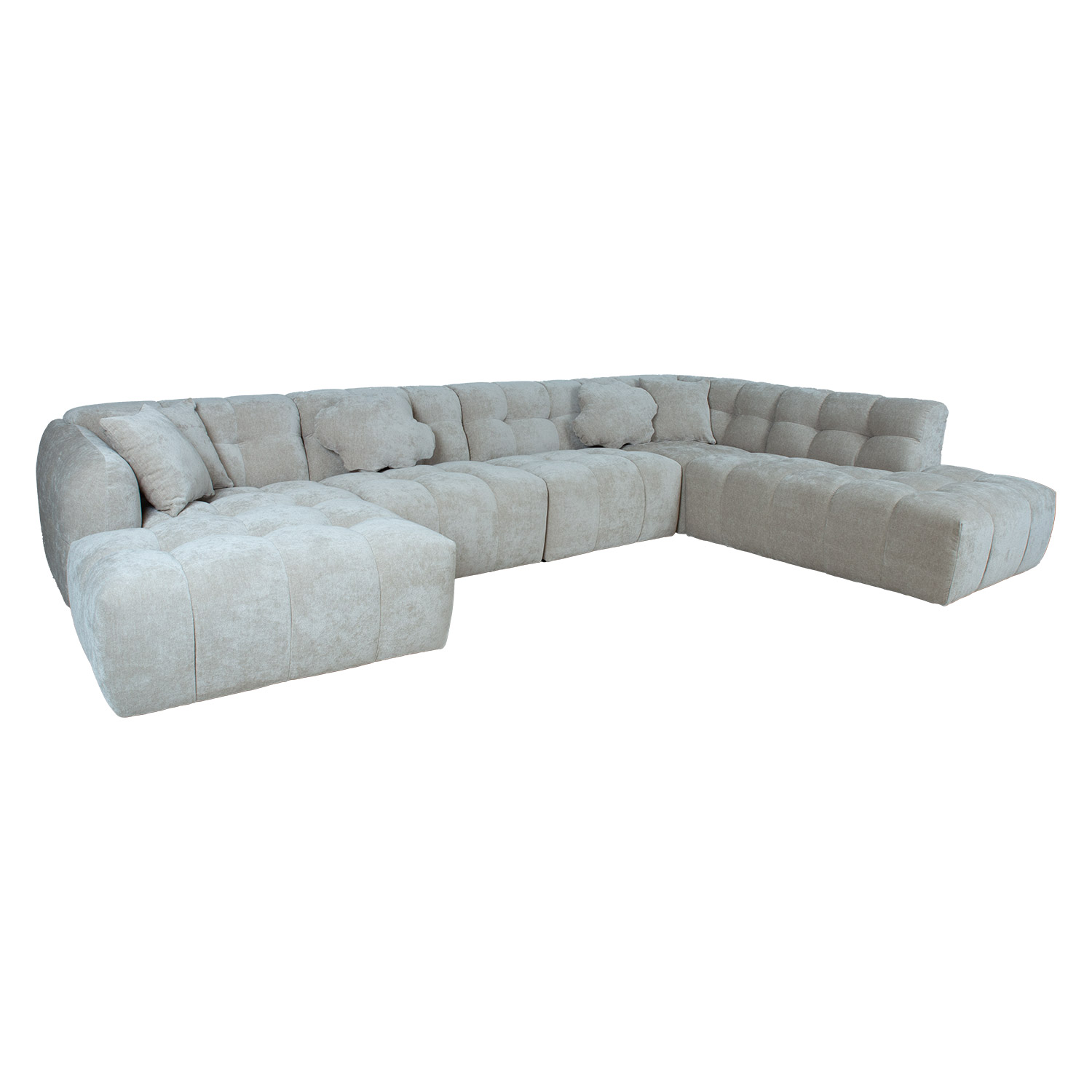 Kampinė sofa, U formos, smėlio spalvos, 374 × 162/242 × 76 cm