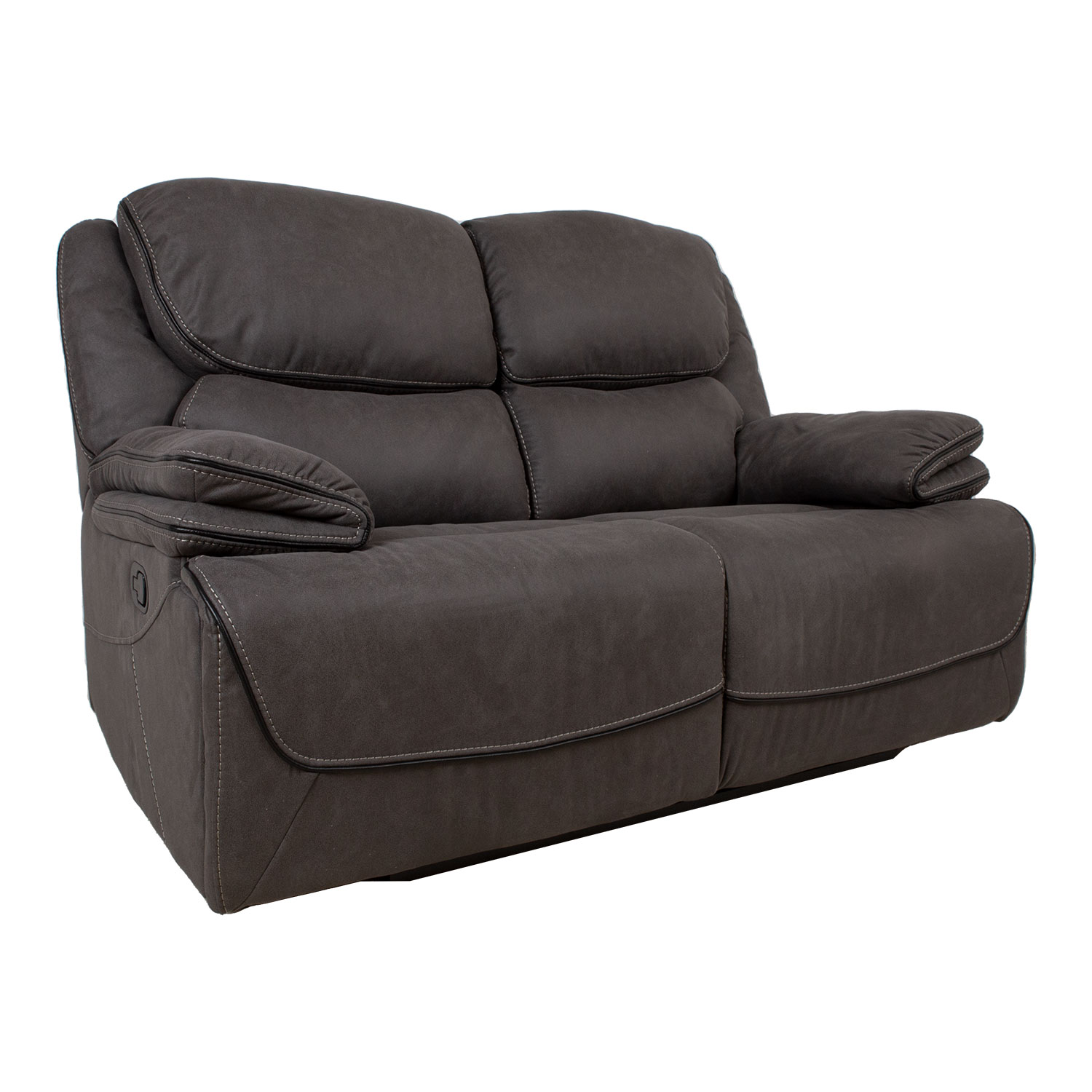 Sofa dvivietė su rankiniu atlošimo mechanizmu, pilka, 163 × 93 × 106 cm