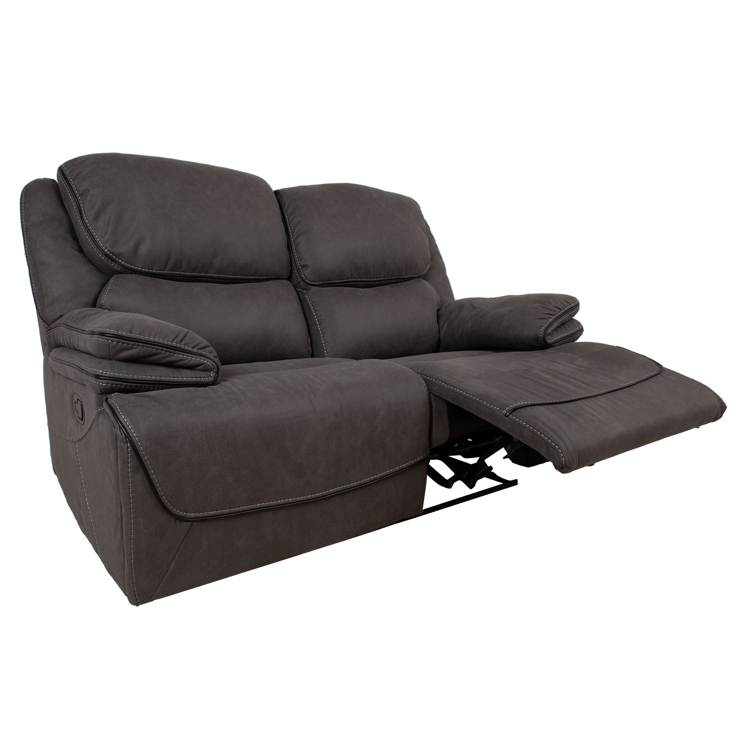 Sofa dvivietė su rankiniu atlošimo mechanizmu, pilka, 163 × 93 × 106 cm