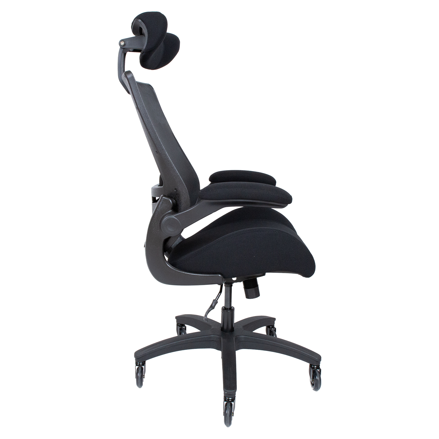 Biuro kėdė su supimo mechanizmu ir reguliuojamu galvos atlošu, juoda, 70 × 71 × 121–131 cm 2