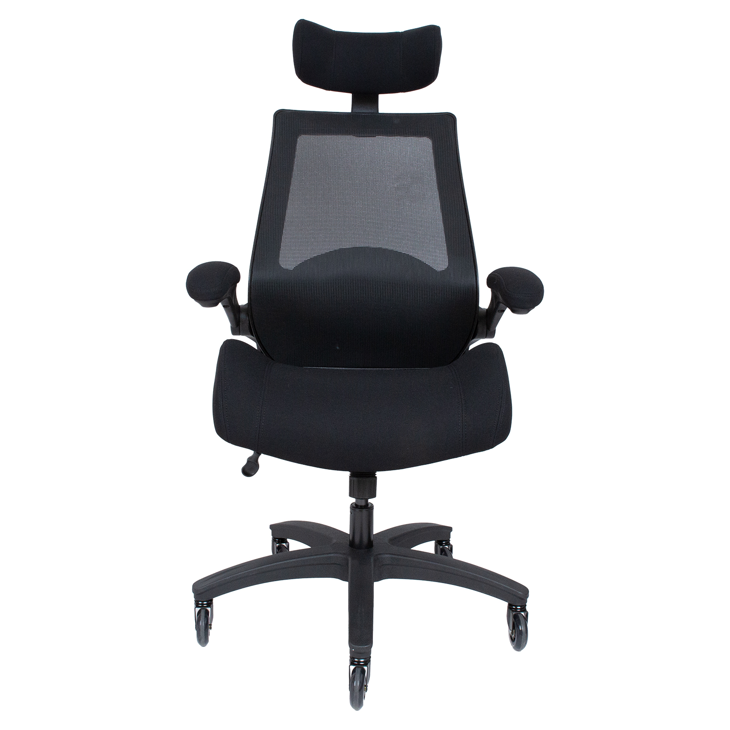Biuro kėdė su supimo mechanizmu ir reguliuojamu galvos atlošu, juoda, 70 × 71 × 121–131 cm